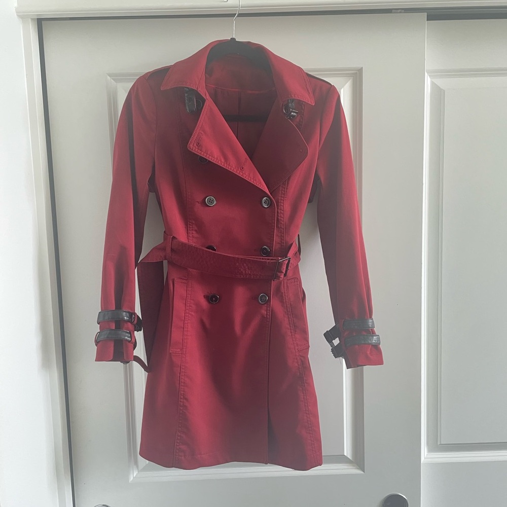 White House Black Market Crimson Trench Coat